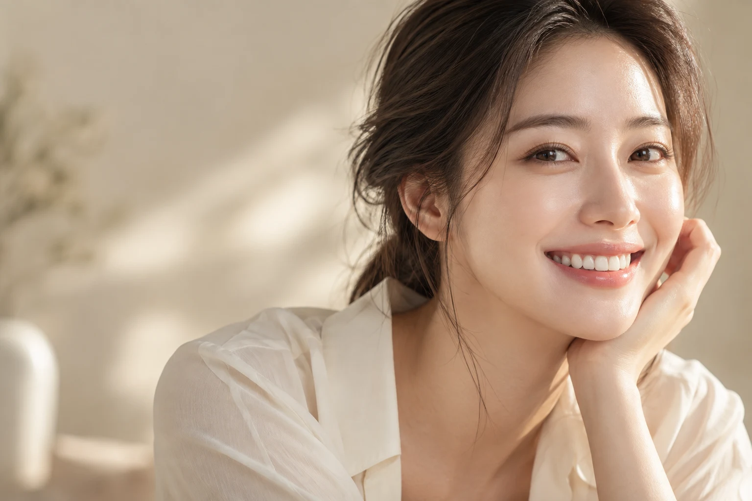 자연스러운 미소의 모델 이미지